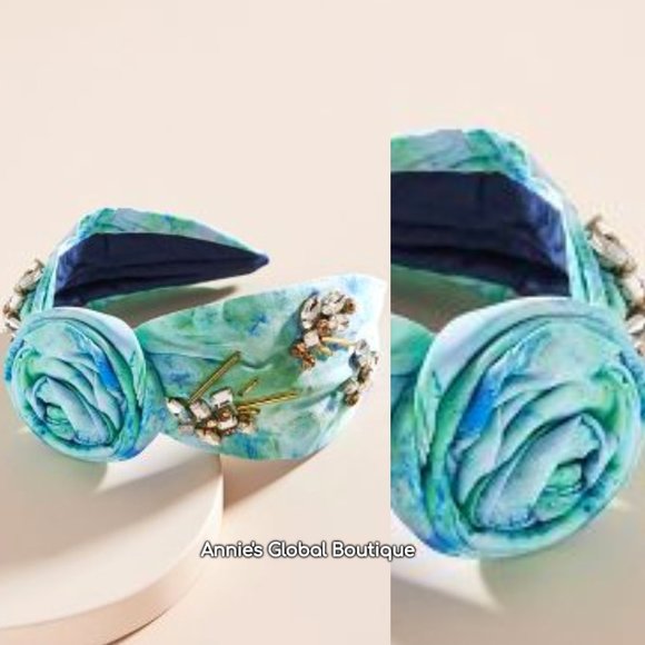 NWT, Anthropologie Shibori Rosette Embellished Headband